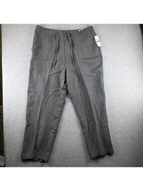 Cubavera Pants Mens 2XL x 30 Gray Chino Linen Viscose Relaxed Big & Tall